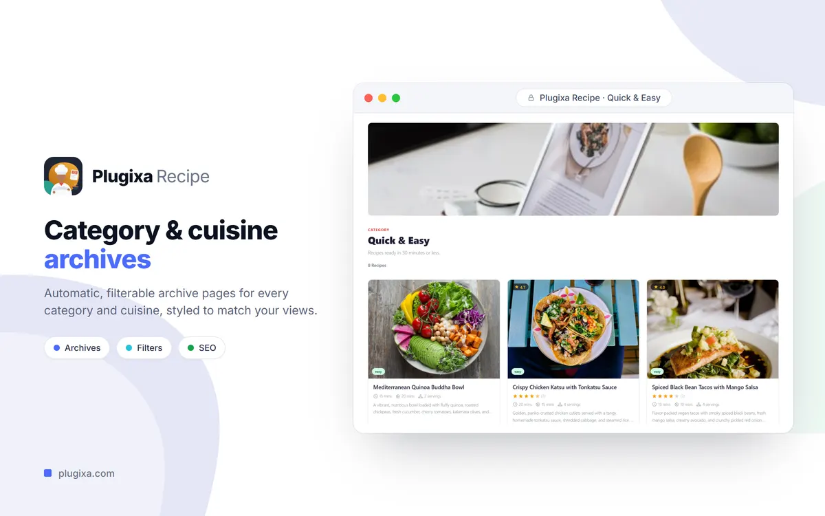 Category and cuisine archive with filters